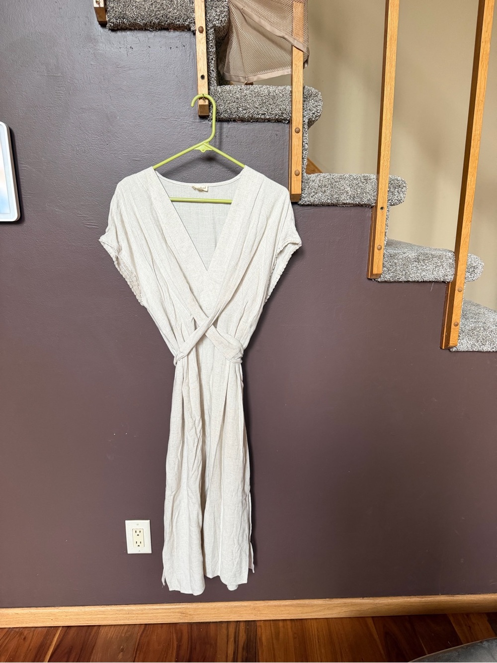 Hem & Thread Cream Wrap Midi Dress